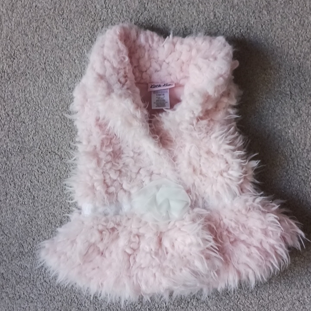 Little Lass Faux Pink Sheep Skin Vest